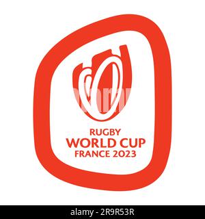 Red Colorful Vector logo of Rugby World Cup 2023 in France and White Background, Vector Illustration Abstract Editable image Stock Vector