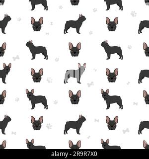 French bulldog seamless pattern.  Vector illustration Stock Vector