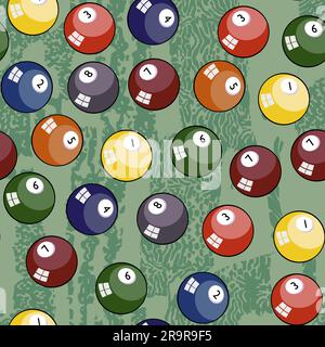pattern seamless billiard balls. vector illustration for textile industry. Stock Vector