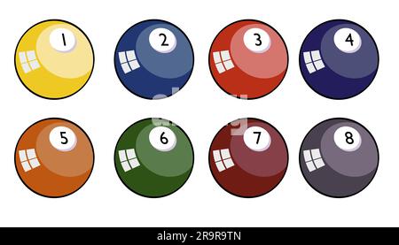 vector illustration of billiard balls isolated on white Stock Vector