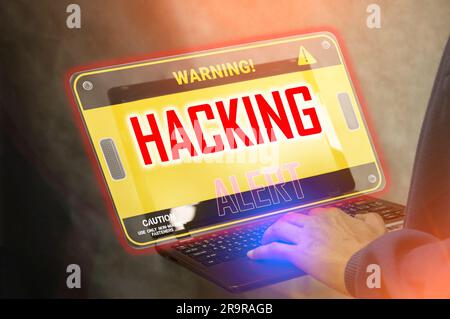 Concept of ransomware attacking hacked business computer security breach Stock Photo