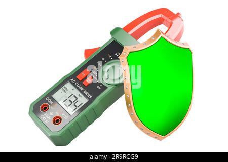 Digital multimeter with shield. 3D rendering isolated on white background Stock Photo