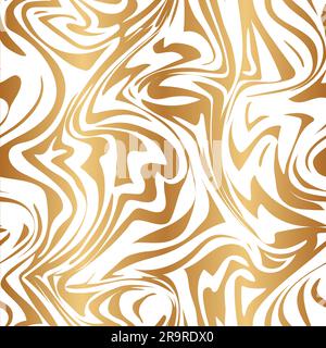 Gold abstract seamless pattern. Golden background. Repeated marble effect. Border fluid stains. Repeating delicate splash texture. Repeat elegant Stock Vector