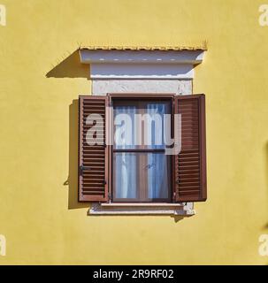 Traditional window of Italian house with closing doors in wood Stock ...