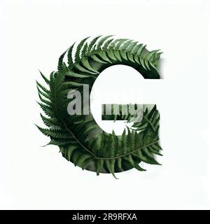 capital letter G in fern on a white canvas Stock Vector