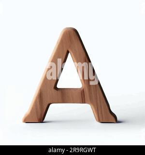 capital letter A in wood Stock Vector