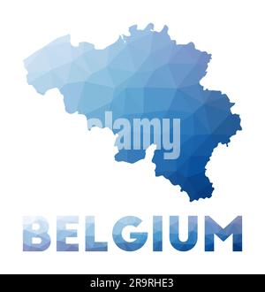 Low poly map of Belgium. Geometric illustration of the country. Belgium polygonal map. Technology, internet, network concept. Vector illustration. Stock Vector