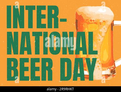 International Beer Day, Beer quotes, Love Beer, Beer decoration design, Oktoberfest decor, poster brewery light Stock Vector