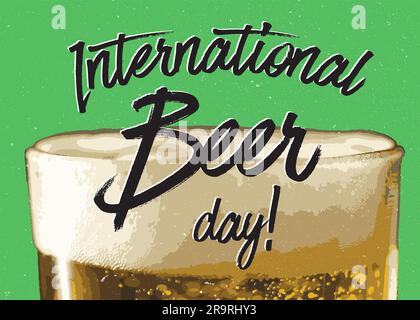 International Beer Day, Beer quotes, Love Beer, Beer decoration design, Oktoberfest decor, poster brewery light Stock Vector