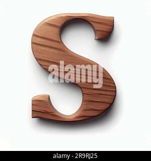 capital letter S in wood Stock Vector