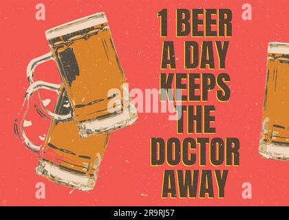 International Beer Day, Beer quotes, Love Beer, Beer decoration design, Oktoberfest decor, poster brewery light Stock Vector