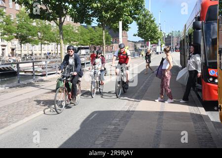 28 June 2023/Bike rider ride on bike lane in danish capital Copenhagen Denmark.    (Photo.Francis Joseph Dean/Dean Pictures) Stock Photo