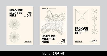 Magazine Cover geometric pattern background, Abstract vector abstract circle, triangle and square lines art. blue, pink and red color, trendy pattern Stock Vector