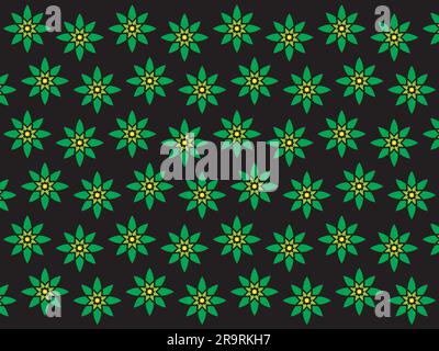Floral decorated, pattern, blooming flowers trendy retro psychedelic cartoon style. Stock Vector