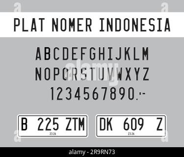 Car number plate template. Vehicle registration license of Indonesia, plat nomer mobil custom Stock Vector