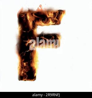 capital letter F in on fire Stock Vector