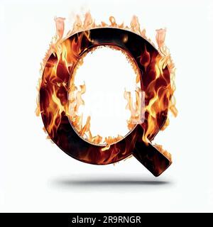 capital letter q in on fire Stock Vector