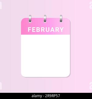 Daily calendar of February month on white paper note. Vector Stock Vector
