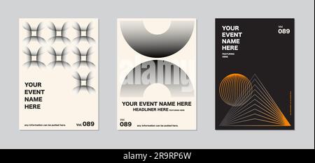 film or events poster layout design set, Abstract shape element graphic gradient circle shape on cover book or magazine cover. Minimal elegant a4 a5 Stock Vector