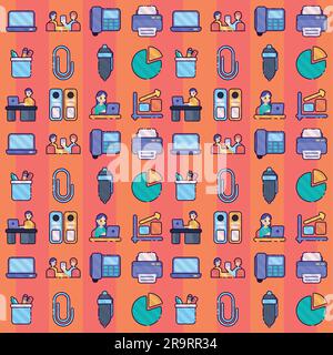 Seamless pattern background with office icons Vector Stock Vector