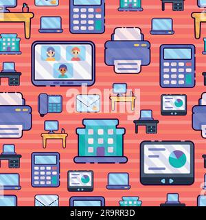 Seamless pattern background with office icons Vector Stock Vector