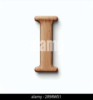 capital letter I in wood Stock Vector