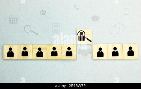 Target customer, buyer persona, marketing segmentation, job recruitment concept. Personalization marketing, customer centric strategies. The wooden cu Stock Photo