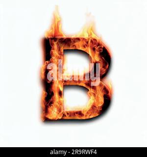 capital letter B in on fire Stock Vector