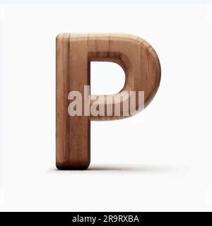 capital letter P in wood Stock Vector