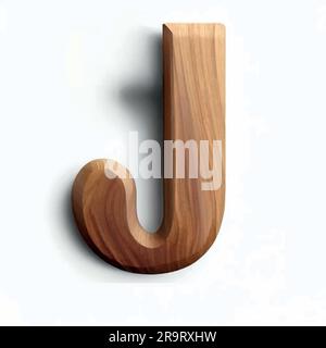 capital letter J in wood Stock Vector