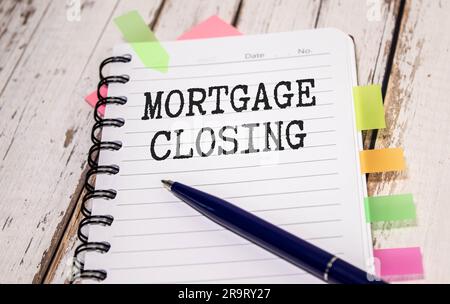 Mortgage Closing is shown using a text Stock Photo