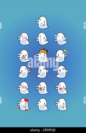 Halloween Ghosts, Spirits, Ghouls, Quirky Paranormal, Haunted, Stock Vector