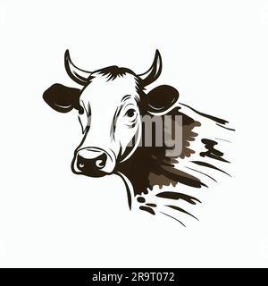 bull logo in brown color on a white canvas Stock Vector