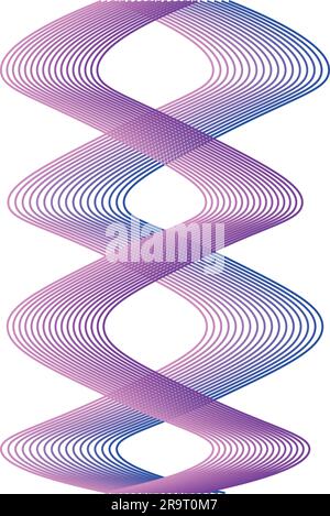 Modern abstract wavy lines in DNA shape. Curvy wave line art Stock Vector