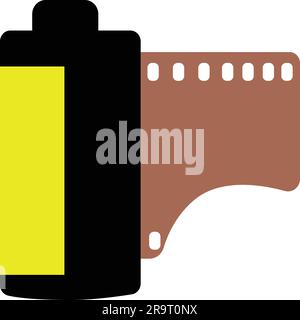 Hand drawn vector illustration camera film roll in flat style Stock Vector