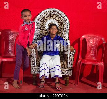 India, Nagpur - February 18, 2016:  boy and girl in the interiors and venue of the wedding ceremonies in India Stock Photo