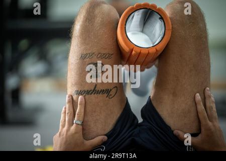 Lier, Belgium. 28th June, 2023. Illustration picture taken during the physical tests of the players of Belgian first division team Royal Union Saint-Gilloise, at the Union training facilities in Lier, Wednesday 28 June 2023. BELGA PHOTO LUC CLAESSEN Credit: Belga News Agency/Alamy Live News Stock Photo