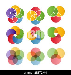 Set of venn diagrams concept Stock Vector