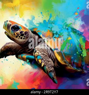 turtle illustration with different colors Stock Vector