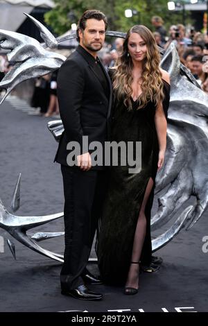 Henry Cavill, left, and Natalie Viscuso arrive at the U.S.premiere