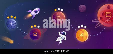 Space level map with astronaut Stock Vector