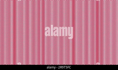 Abstract warped striped background. Curved twisted wavy lines pattern. Hand drawn viva magenta scribble waves Seamless border Doodle stroke Stock Vector