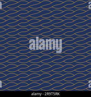 Seamless pattern Rope stacking in horizontal pattern Abstract background Endless navy illustration with beige rope ornament, horizontal cord strokes o Stock Vector