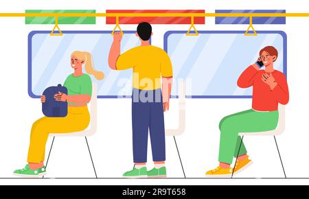 People inside public transport concept Stock Vector