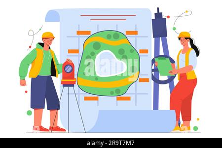 People with geodesy science concept Stock Vector