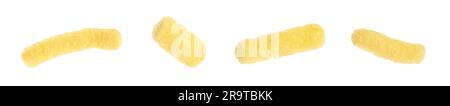 Collage with tasty corn sticks on white background Stock Photo