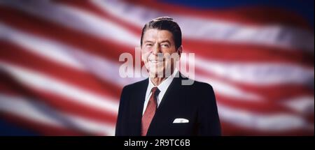 Portrait of Ronald Reagan, 40th President  of United States of America Stock Photo