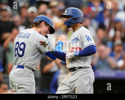 Los Angeles Dodgers' Jonny Deluca celebrates as he rounds firs after  hitting a solo home run during the eighth inning of a baseball game against  the Pittsburgh Pirates Tuesday, July 4, 2023