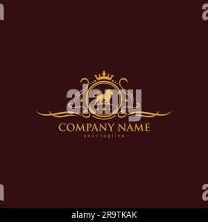 Lion Luxury Logo Design. Crown Lion Logo Stock Vector