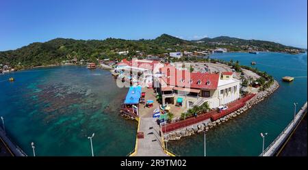 Aerial view of island resort, Belize Stock Photo